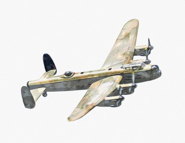 Beyaz arka planda izole edilmiş eski bir savaş uçağı.