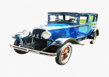 Klasik Retro Klasik Eski Araba Çizimi