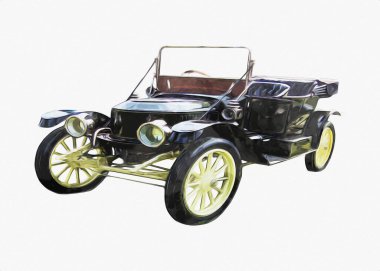 Klasik Retro Klasik Eski Araba Çizimi