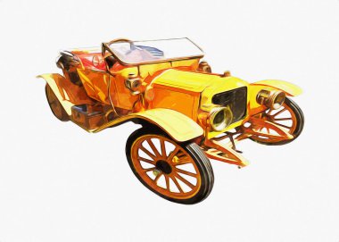 Klasik Retro Klasik Eski Araba Çizimi