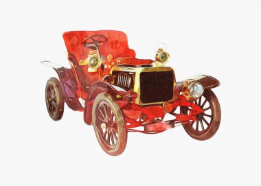 Klasik Retro Klasik Eski Araba Çizimi