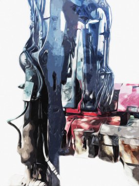 Ekskavatör illüstrasyon izole renk sanat eseri