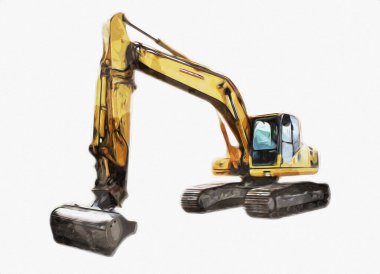 Ekskavatör illüstrasyon izole renk sanat eseri