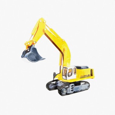 Ekskavatör illüstrasyon izole renk sanat eseri