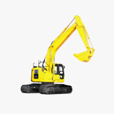 Ekskavatör illüstrasyon izole renk sanat eseri