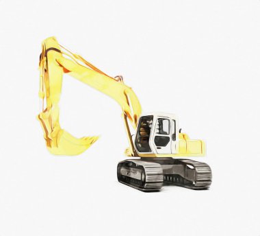 Ekskavatör illüstrasyon izole renk sanat eseri