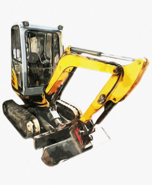 Ekskavatör illüstrasyon izole renk sanat eseri