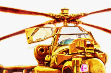 askeri helikopter resim sanatı klasiği çiziyor