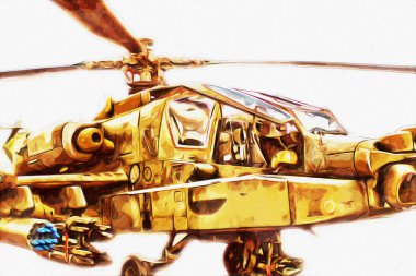askeri helikopter resim sanatı klasiği çiziyor