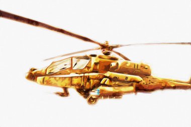 askeri helikopter resim sanatı klasiği çiziyor