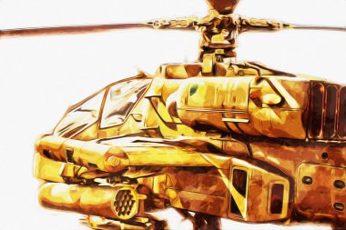 askeri helikopter resim sanatı klasiği çiziyor