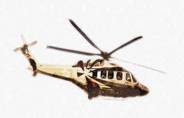 askeri helikopter resim sanatı klasiği çiziyor