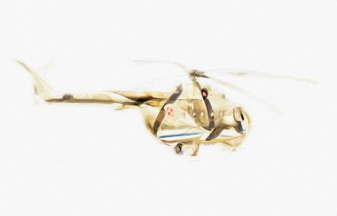 askeri helikopter resim sanatı klasiği çiziyor