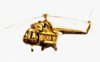 askeri helikopter resim sanatı klasiği çiziyor