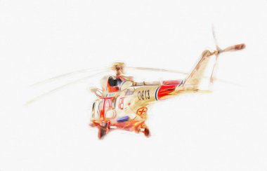 askeri helikopter resim sanatı klasiği çiziyor
