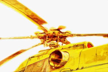 askeri helikopter resim sanatı klasiği çiziyor