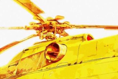 askeri helikopter resim sanatı klasiği çiziyor