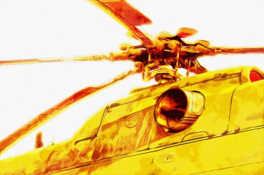 askeri helikopter resim sanatı klasiği çiziyor