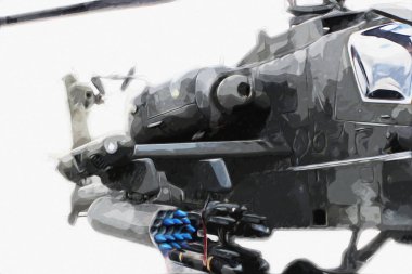 askeri helikopter resim sanatı klasiği çiziyor