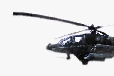askeri helikopter resim sanatı klasiği çiziyor