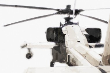askeri helikopter resim sanatı klasiği çiziyor