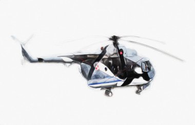 askeri helikopter resim sanatı klasiği çiziyor