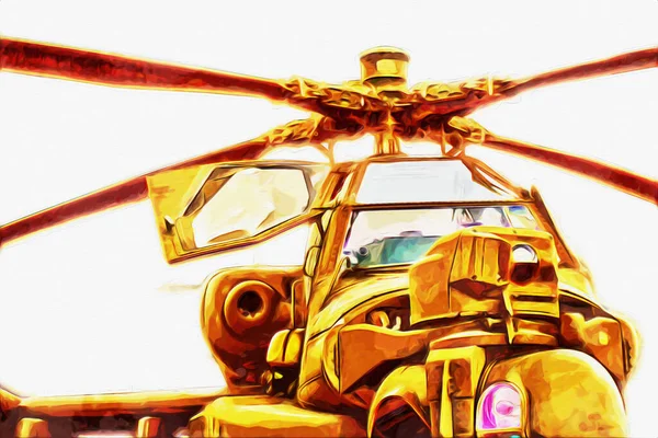 askeri helikopter resim sanatı klasiği çiziyor