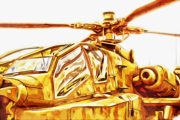 askeri helikopter resim sanatı klasiği çiziyor