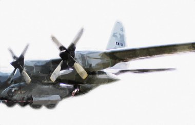 Amerikan savaş uçağı resim sanatı klasiği çiziyor.