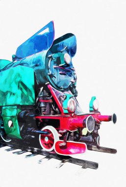 Eski buharlı lokomotif motoru antika