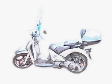 Motosiklet görüntüleme rengi izole edilmiş sanat antika retro