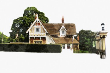 Londra 'nın büyük Ben sanat eseri çizimi, çizim, eğlenceli tasarım, antika retro