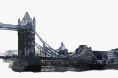 Londra 'nın büyük Ben sanat eseri çizimi, çizim, eğlenceli tasarım, antika retro