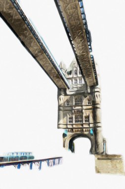 Londra 'nın büyük Ben sanat eseri çizimi, çizim, eğlenceli tasarım, antika retro