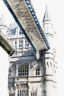 Londra 'nın büyük Ben sanat eseri çizimi, çizim, eğlenceli tasarım, antika retro