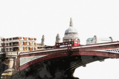 Londra 'nın büyük Ben sanat eseri çizimi, çizim, eğlenceli tasarım, antika retro