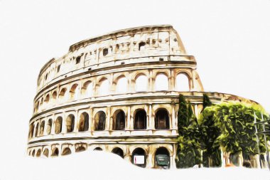 Roma İtalya sanatı eskiz çizimi eğlenceli tasarım antika retro