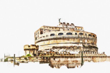 Roma İtalya sanatı eskiz çizimi eğlenceli tasarım antika retro