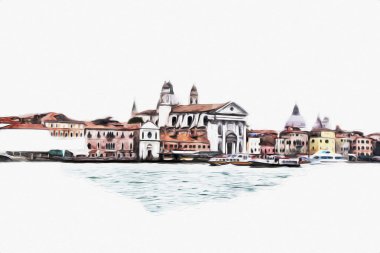 Venedik sanat eskizi çizimi eğlenceli tasarım antika retro