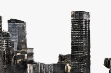 Varşova şehir manzarası dış sanat çizimi çizimi