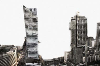 Varşova şehir manzarası dış sanat çizimi çizimi