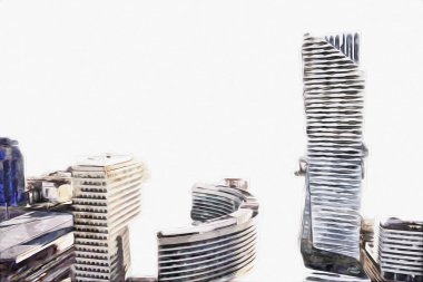 Varşova şehir manzarası dış sanat çizimi çizimi