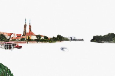 Wroclaw City Poland antika sanat eskizi çizimi