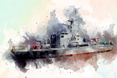 Askeri gemi, Atlantik Denizi 'nin engebeli çizimlerinden geçiyor.