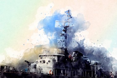 Askeri gemi, Atlantik Denizi 'nin engebeli çizimlerinden geçiyor.