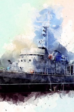 Askeri gemi, Atlantik Denizi 'nin engebeli çizimlerinden geçiyor.