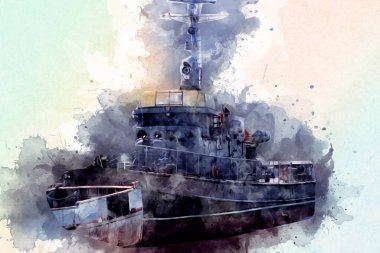 Askeri gemi, Atlantik Denizi 'nin engebeli çizimlerinden geçiyor.