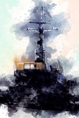 Askeri gemi, Atlantik Denizi 'nin engebeli çizimlerinden geçiyor.