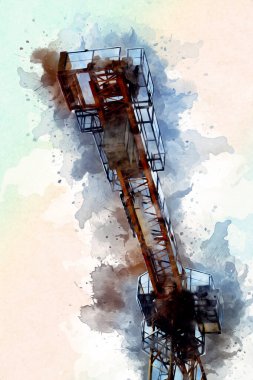 Şantiye iskelesi, klasik resim çizimi olan bir inşaat alanı.