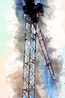 Şantiye iskelesi, klasik resim çizimi olan bir inşaat alanı.